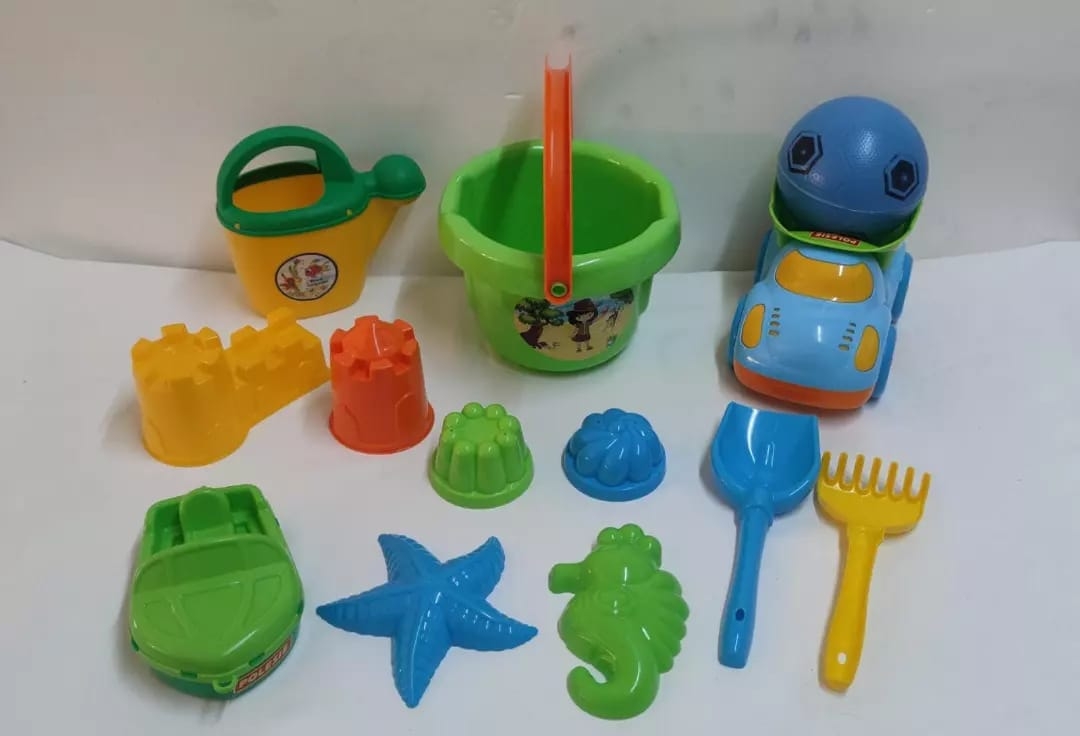 Büyük Kova Kum Kalıpları Kürek Tırmık Top Plaj Oyuncak Seti