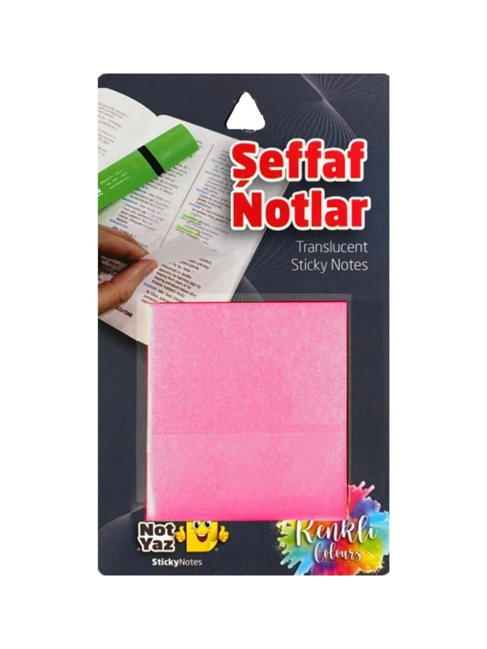 Şeffaf Pembe Post-it Ebat 75x75 Mm 50 Yaprak - Yapışkanlı Not Kağıdı - Bloknot