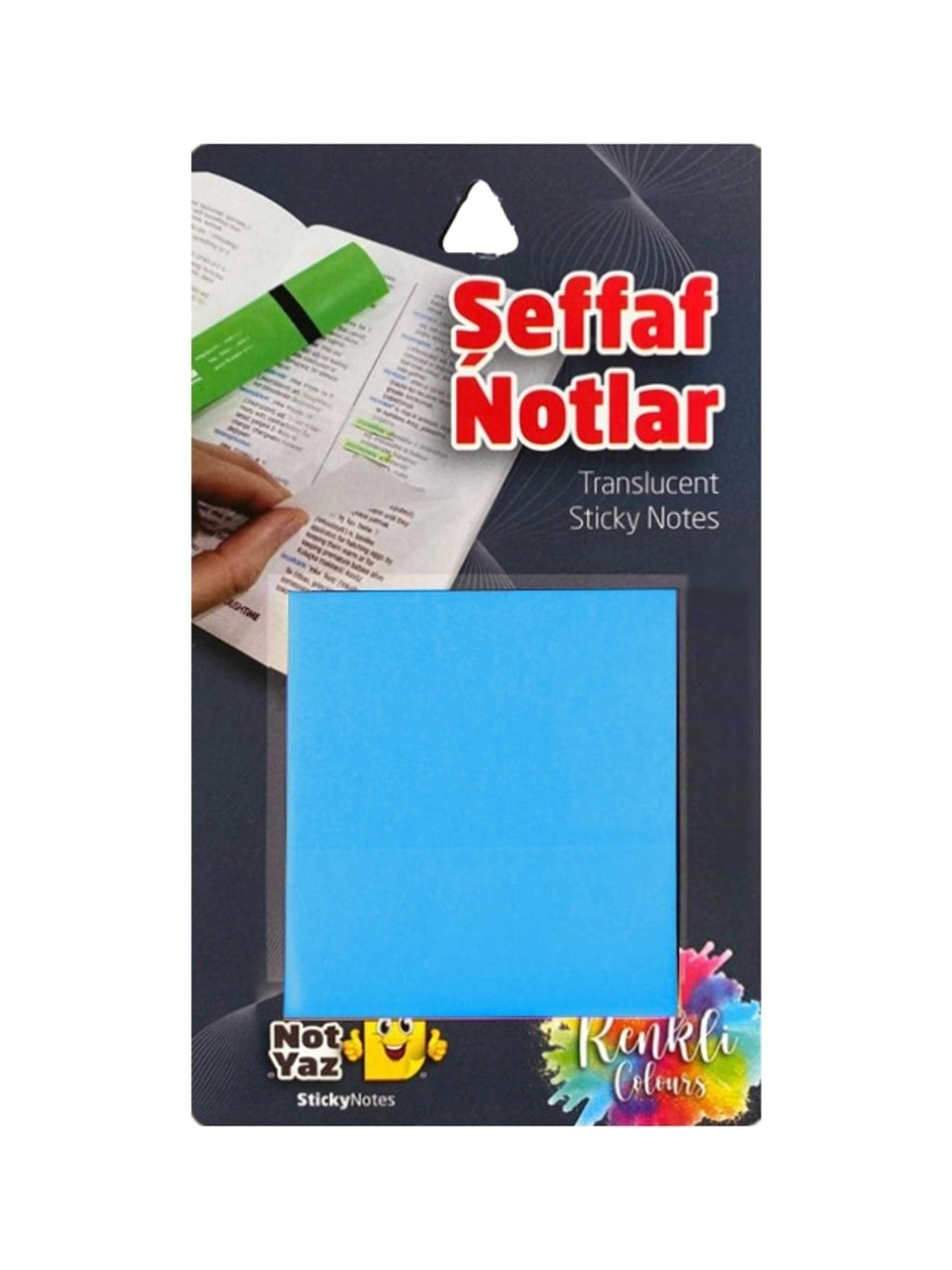 Şeffaf Mavi Post-it Ebat 75x75 Mm 50 Yaprak - Yapışkanlı Not Kağıdı - Bloknot