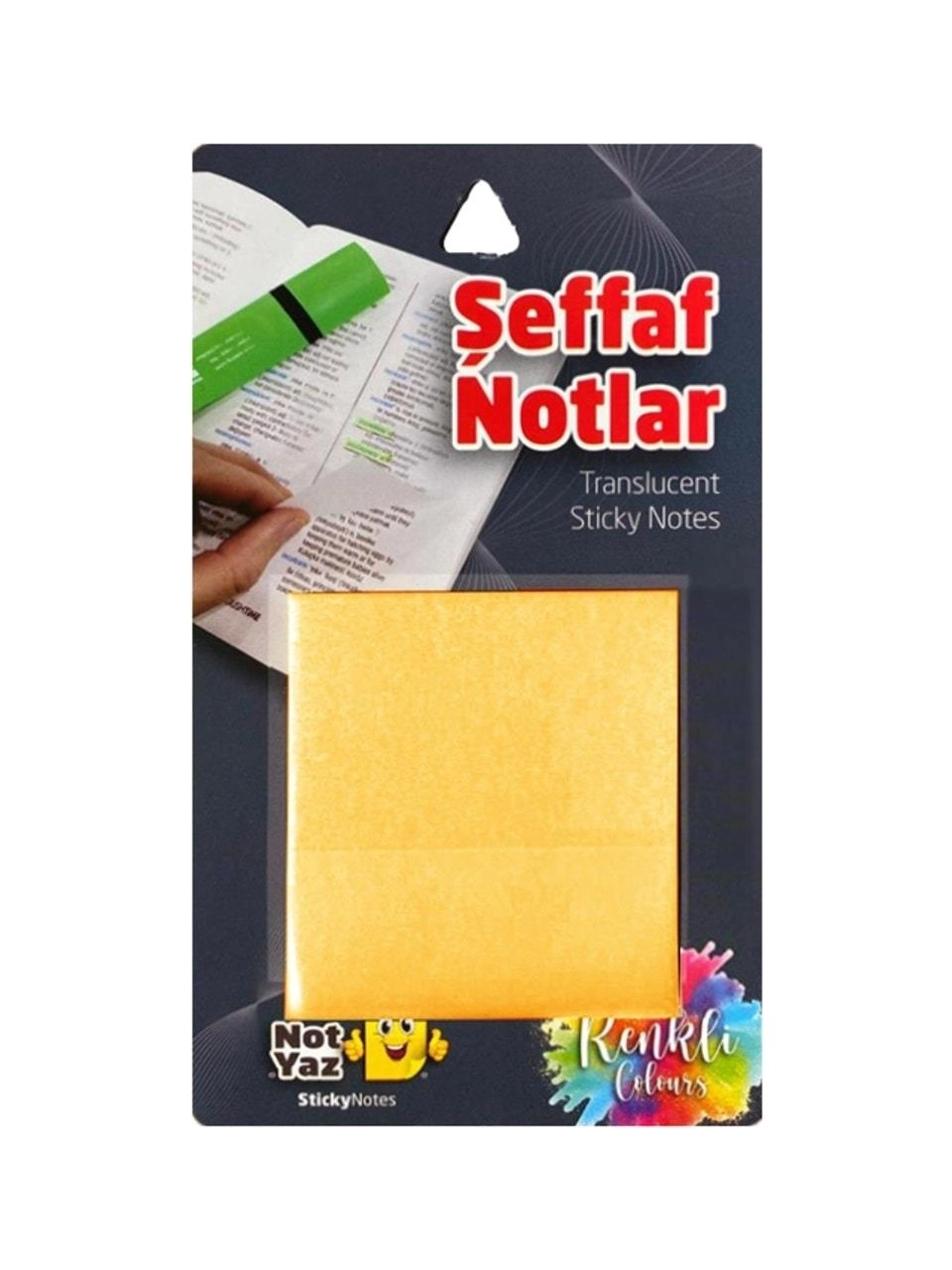 Şeffaf Turuncu Post-it Ebat 75x75 Mm 50 Yaprak - Yapışkanlı Not Kağıdı - Bloknot