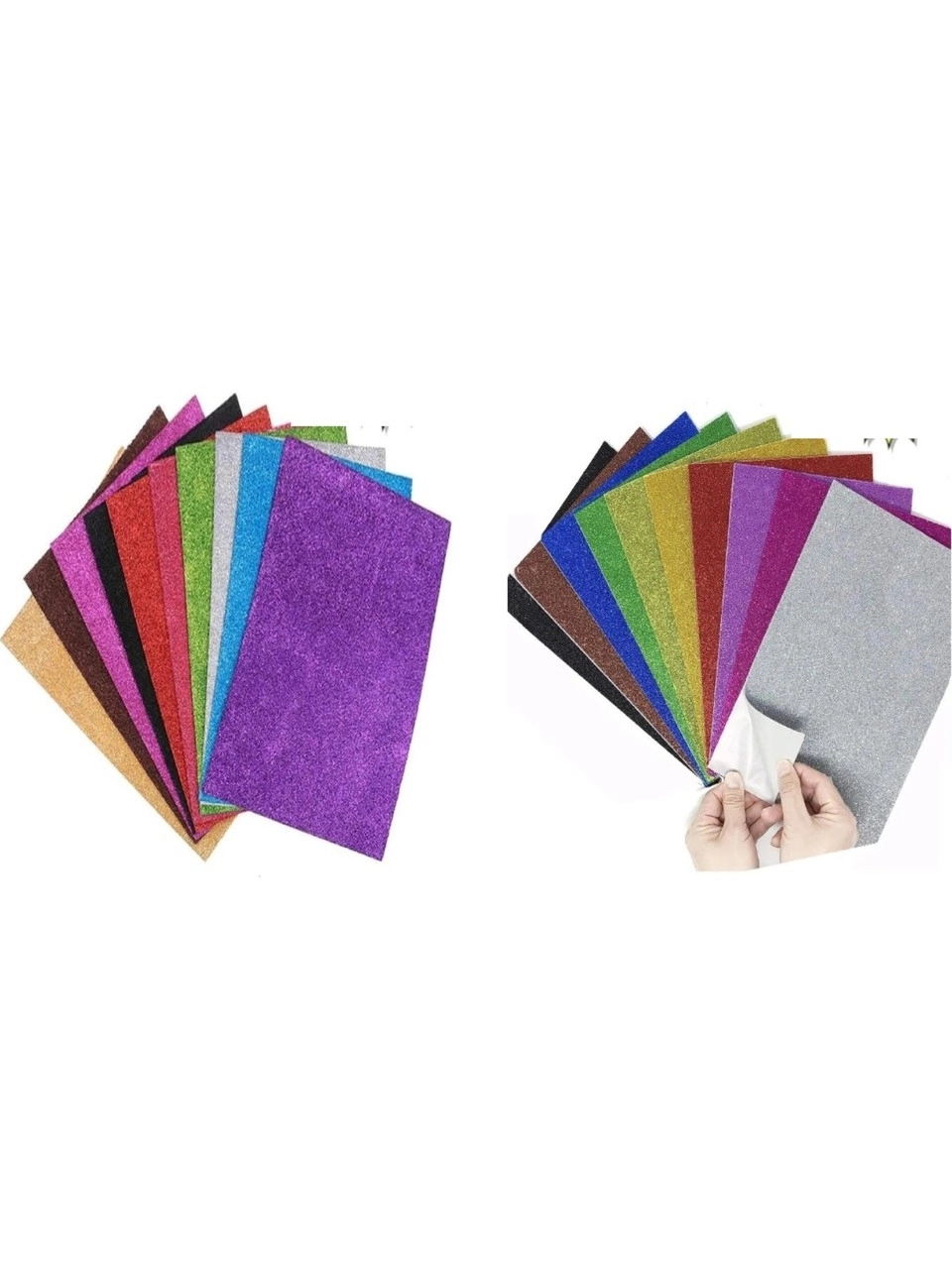 Yapışkanlı Simli Eva - Simli Eva  20x30 cm 10 Renk Karışık Anaokulu, Kreş, Okul Öncesi Etkinlik
