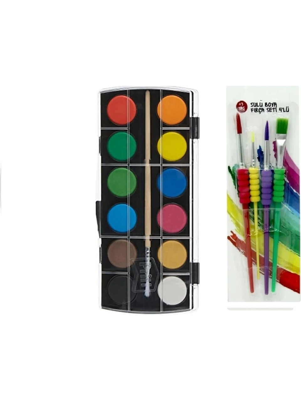 12’li Sulu Boya (Büyük Tablet)+ 4’lü Sulu Boya Fırçası