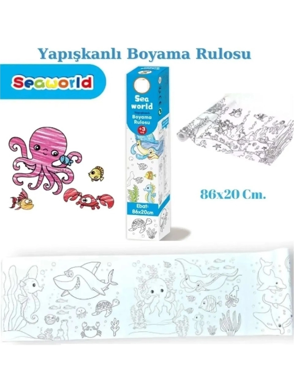 3’lü Yapışkanlı Rulo Resim Boyama Kağıdı (86X20 Cm)