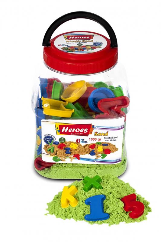 1000 Gr Yeşil Renk Kinetik Kum 43 Parça Kalıplı