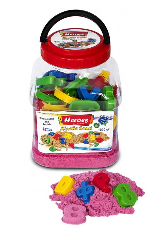 1000 Gr Pembe Renk Kinetik Kum 43 Parça Kalıplı