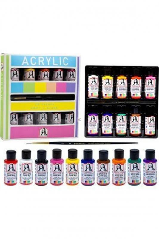 MonaLisa Akrilik 10 Renk x 40 ml + Fırça Set