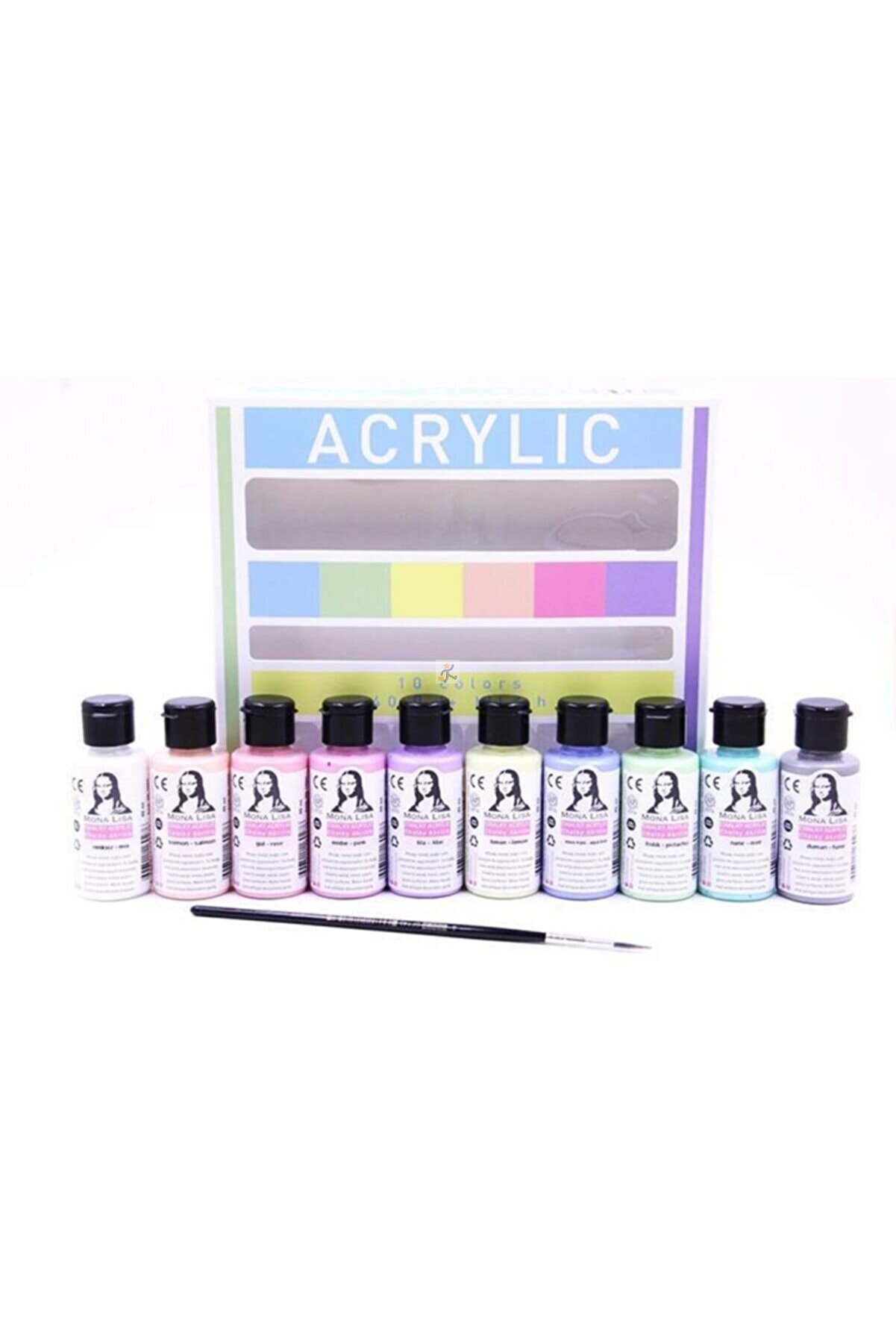 MonaLisa Akrilik 10 Chalk x 40 ml + Fırça Set
