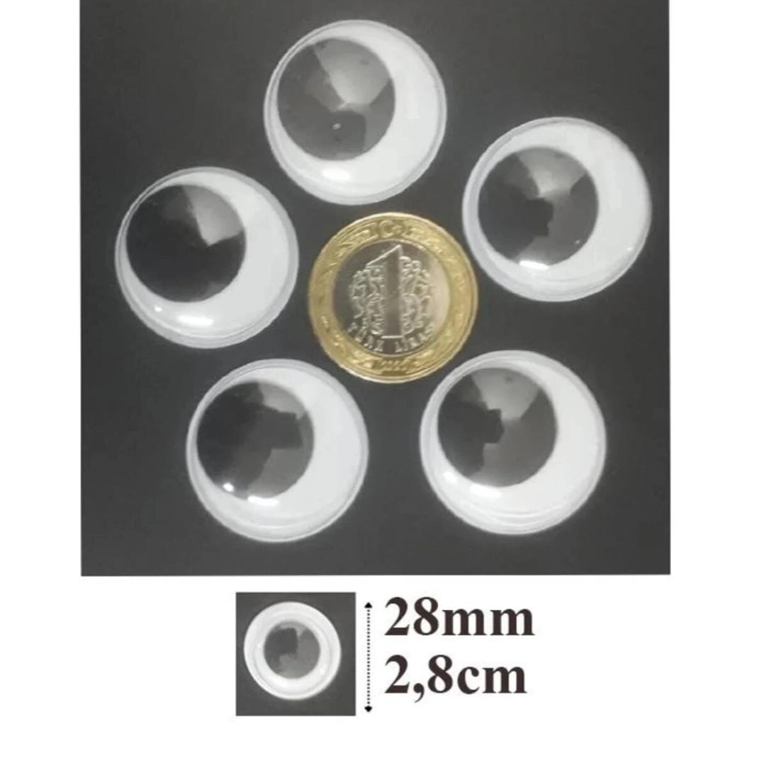28 mm Siyah Beyaz Oynar Göz -30 Adet