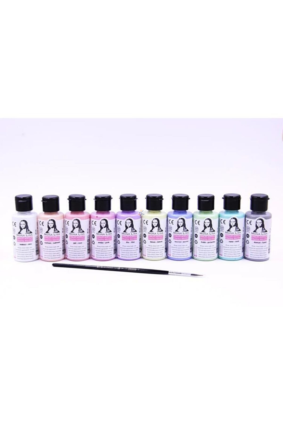 MonaLisa Akrilik 10 Chalk x 40 ml + Fırça Set