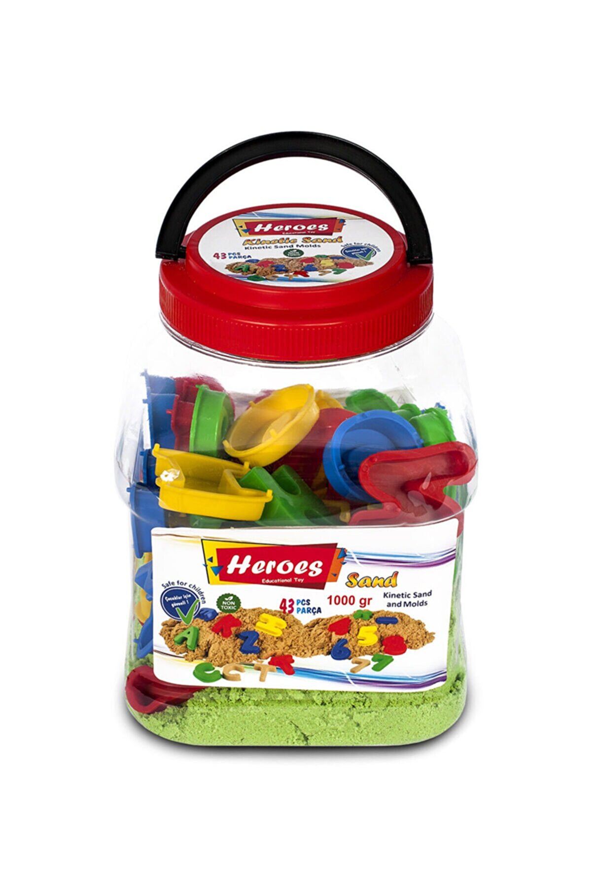 1000 Gr Yeşil Renk Kinetik Kum 43 Parça Kalıplı