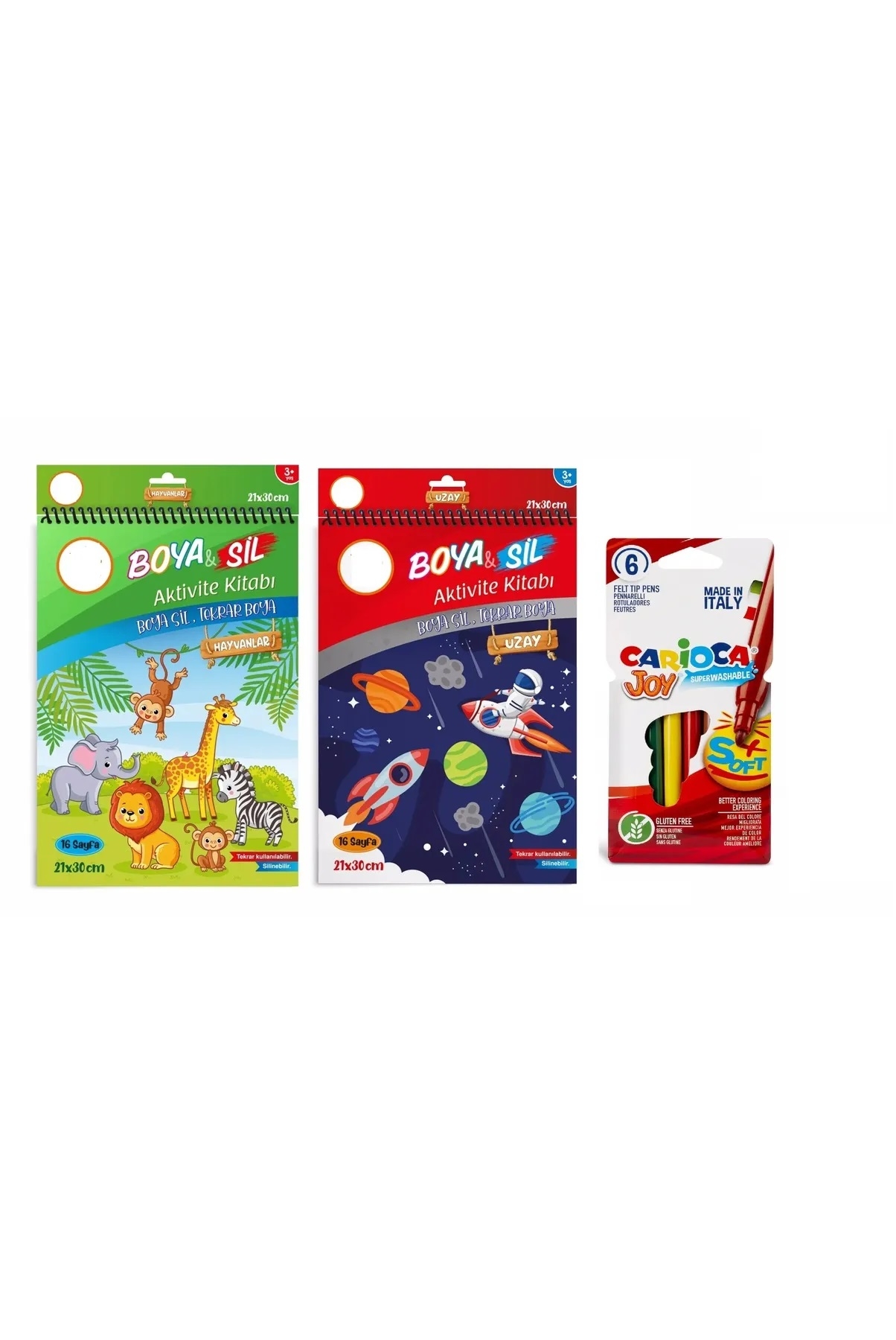 2’li Boya Sil Aktivite Boyama Kitabı ( Silinebilir ) (A4 Boy) - ( Silinebilir ) & 6’lı Keçeli Kalem