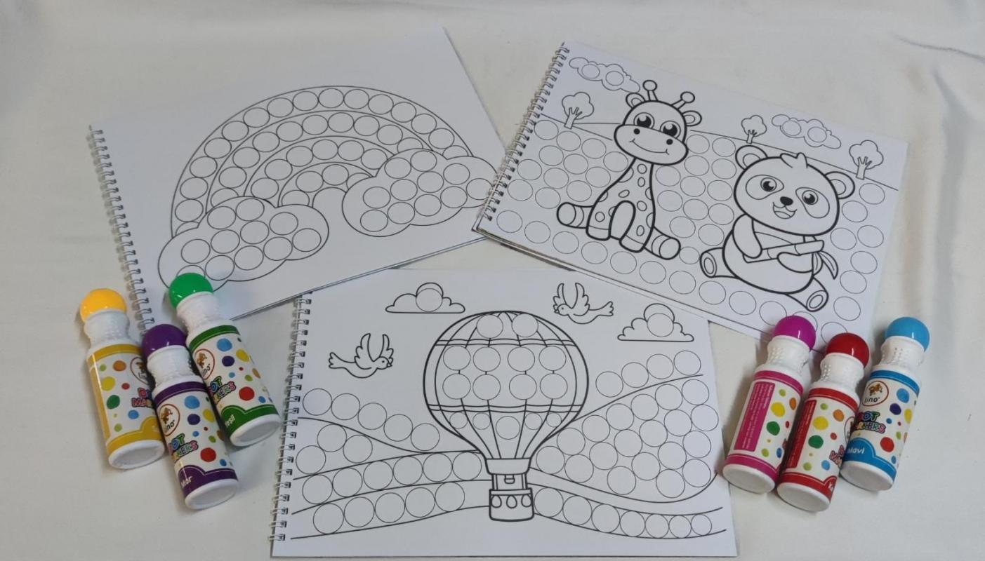 Dot Markers 6’lı Yıkanabilir Kalem ve 3’lü  Boya Kitabı