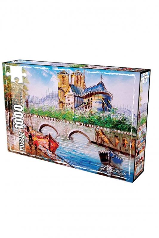 Paris Sokak Manzarası 1000 Parçalık Puzzle - 70 Ml Puzzle Yapıştırıcısı Hediye