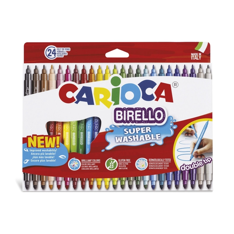 Carioca Bırello Super Yıkanabilir Çift Taraflı Keçeli Boya Kalemi 24’lü