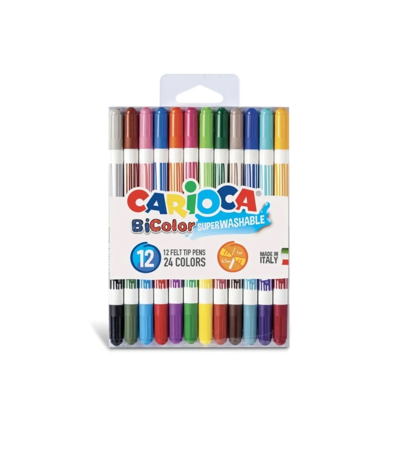 Bicolor Süper Yıkanabilir Çift Uçlu Keçeli Boya Kalemi 12’lİ 24 Renk