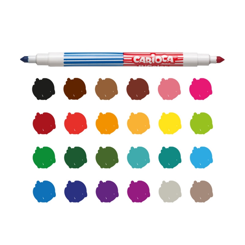 Bicolor Süper Yıkanabilir Çift Uçlu Keçeli Boya Kalemi 12’lİ 24 Renk