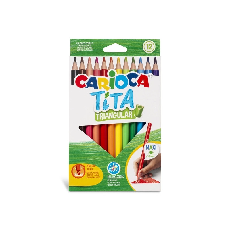 Carioca Tita Jumbo Üçgen Kuru Boya Kalemi 12’Li