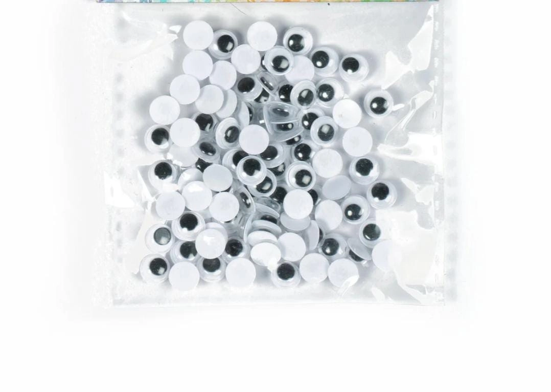 8 mm Siyah Beyaz Oynar Göz -100 Adet