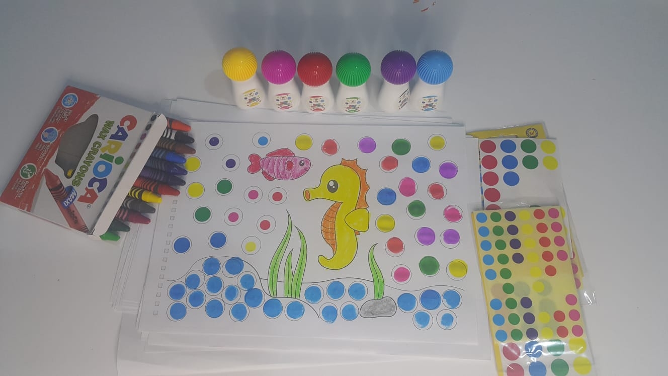 Dot Markers 6’lı Mini Boya Kalemi ve Boyama Kitabı Seti ( Nokta Etiketi Hediyeli)