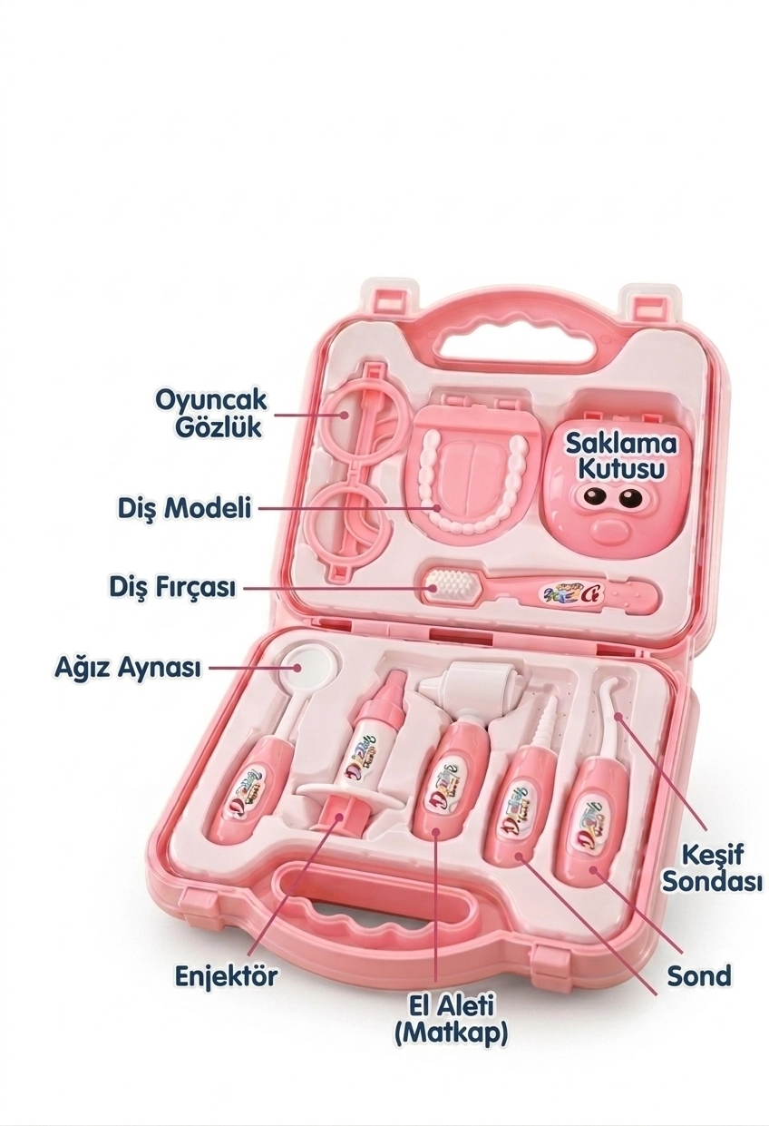 Çantalı Oyuncak Doktor Dişçi Seti - Pembe