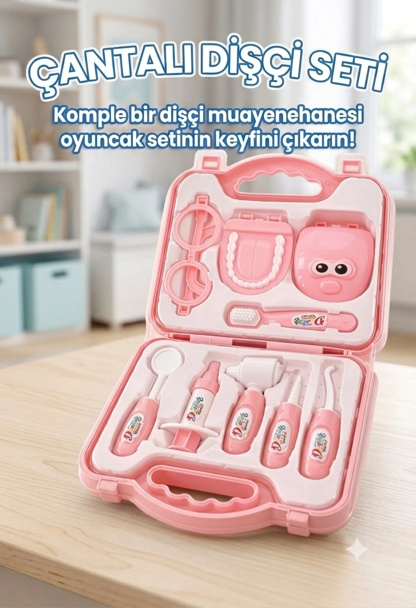 Çantalı Oyuncak Doktor Dişçi Seti - Pembe
