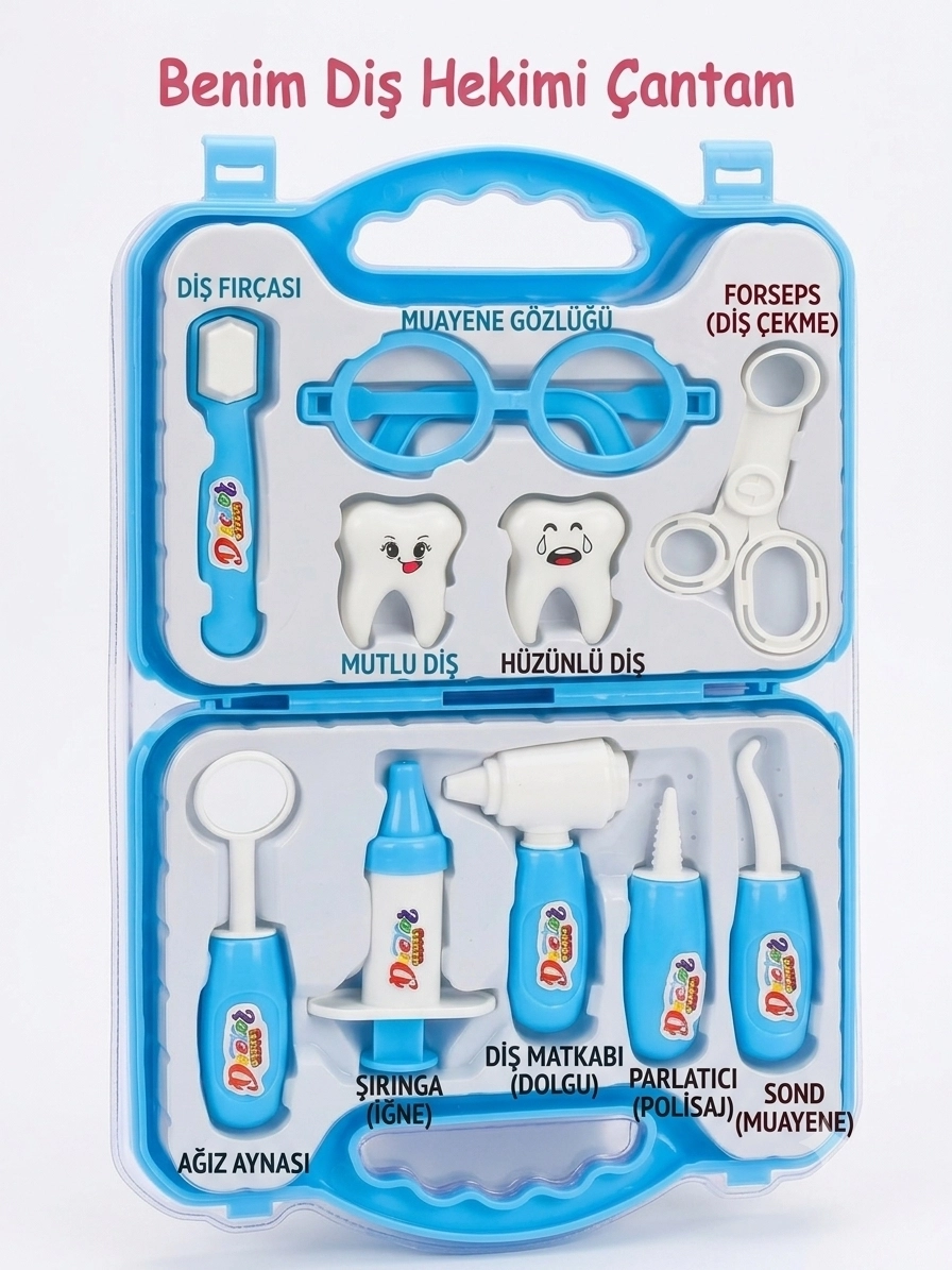 Çantalıı Oyuncak Doktor Dişçi Seti - Mavi