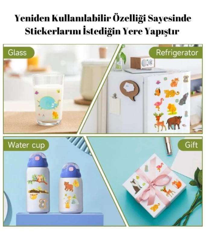 Tekrar Tekrar Kullanılabilen Sticker Seti - ANIMAL - Hayvanlar