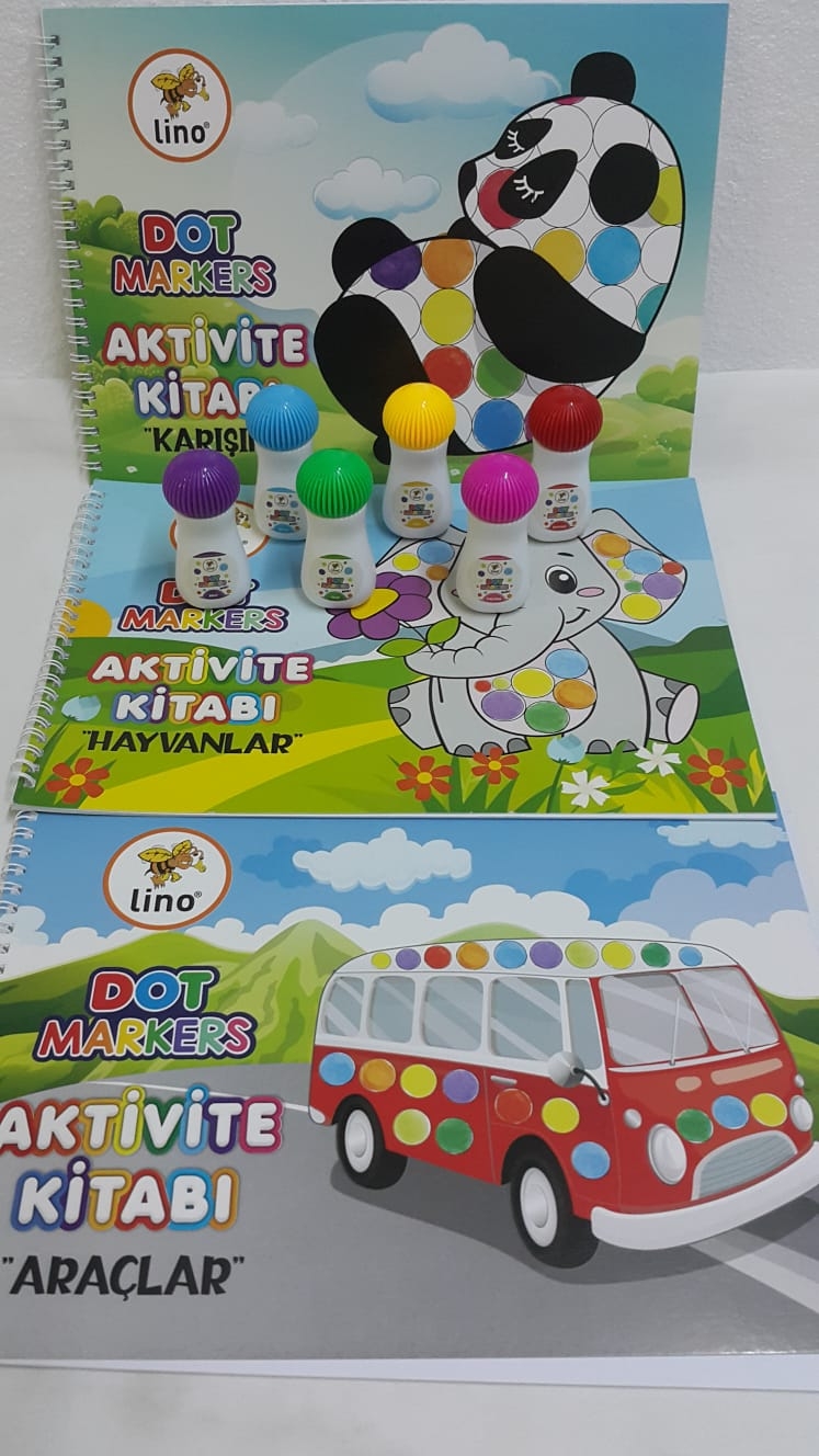 Mini Dot Markers 6’lı Yıkanabilir Kalem ve 3’lü  Boya Kitabı