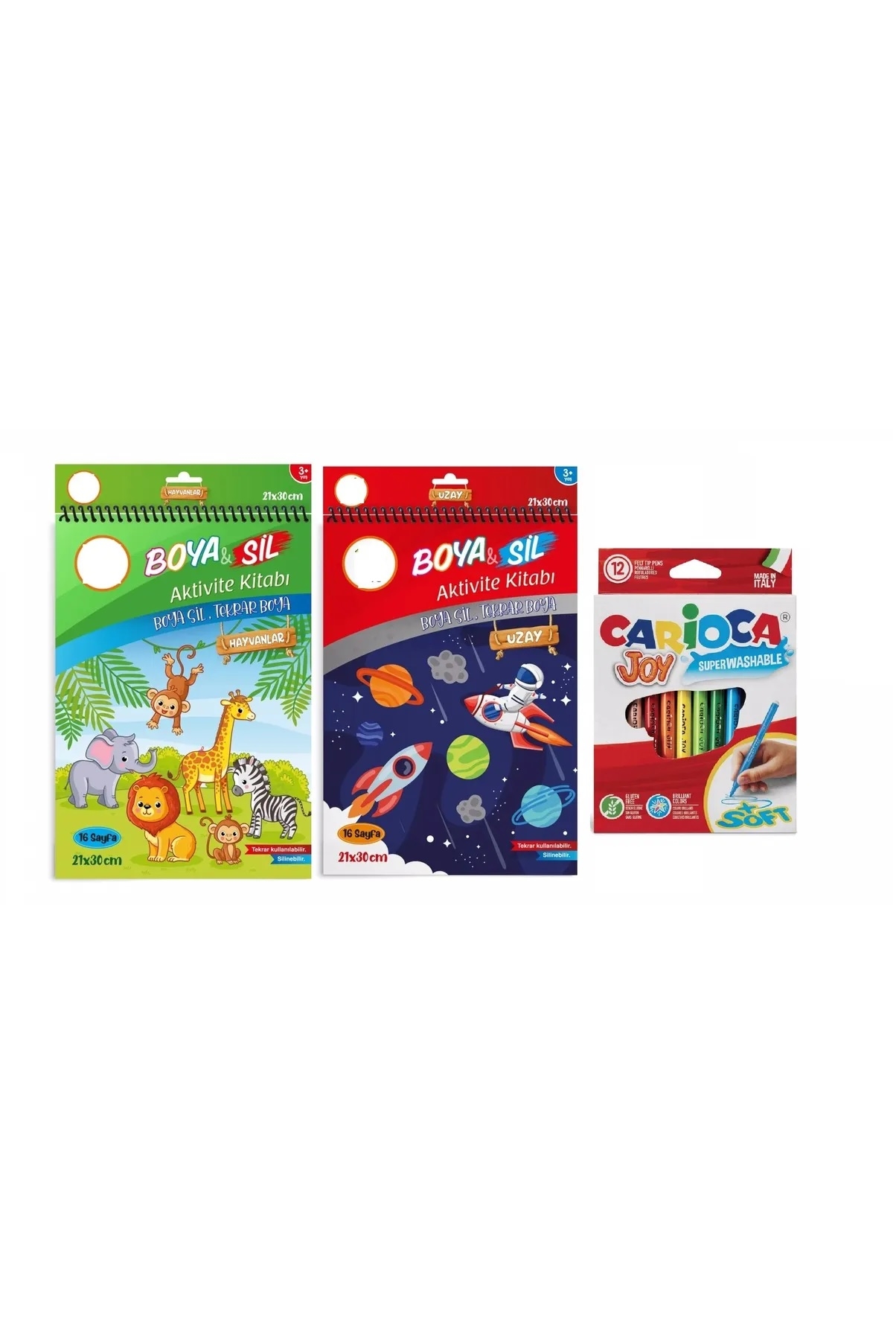  2’li Boya Sil Aktivite Boyama Kitabı ( Silinebilir ) (A4 Boy) - ( Silinebilir ) & 12’li Keçeli Kalem