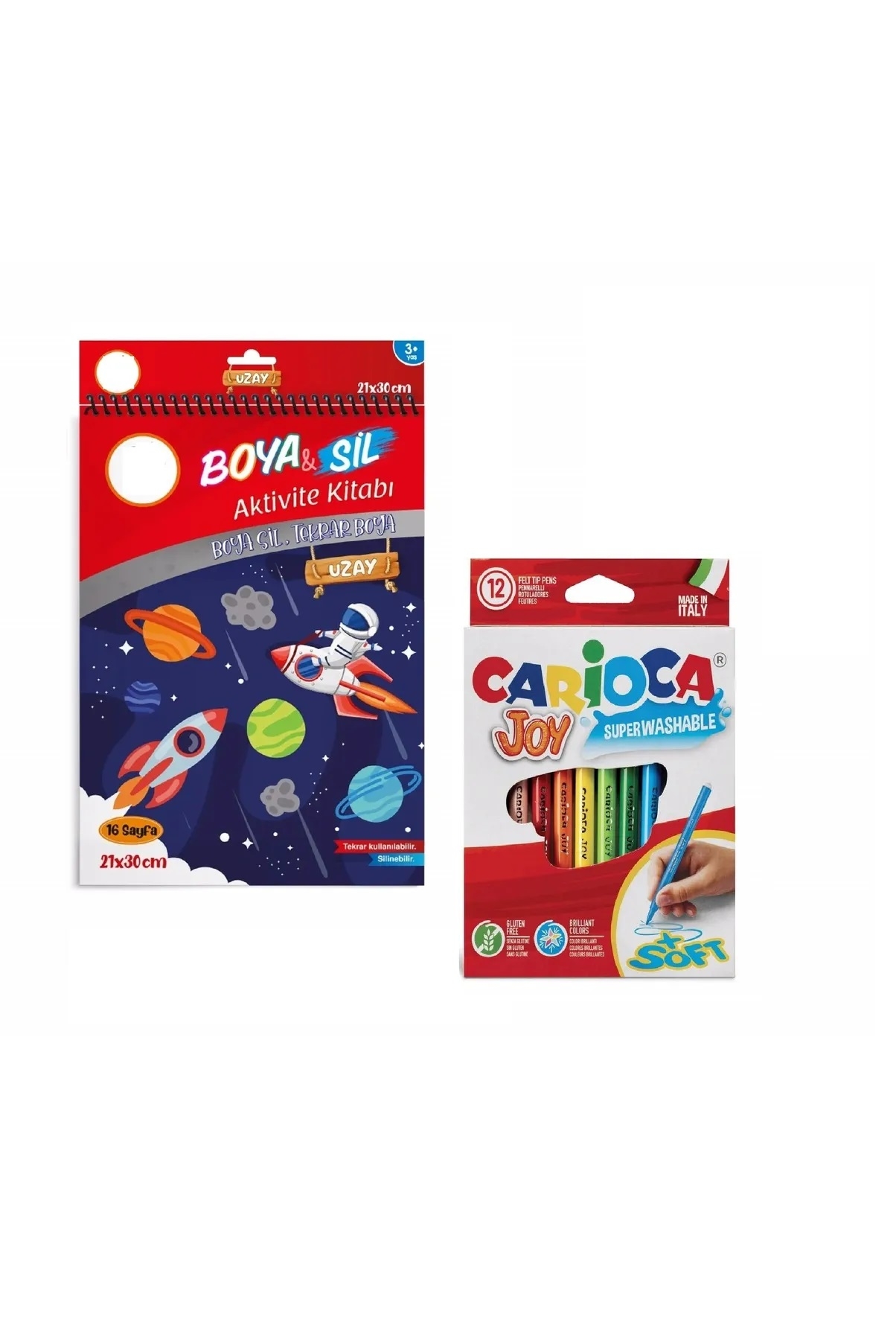 Boya Sil Aktivite Boyama Kitabı (A4 Boy) Uzay ( Silinebilir ) & 12’li Keçeli Kalem