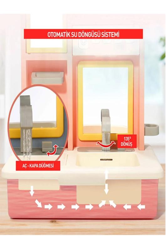 Kukuli Şarkılı Eğitici Modern Banyo Seti Oyuncak Banyo - Pembe