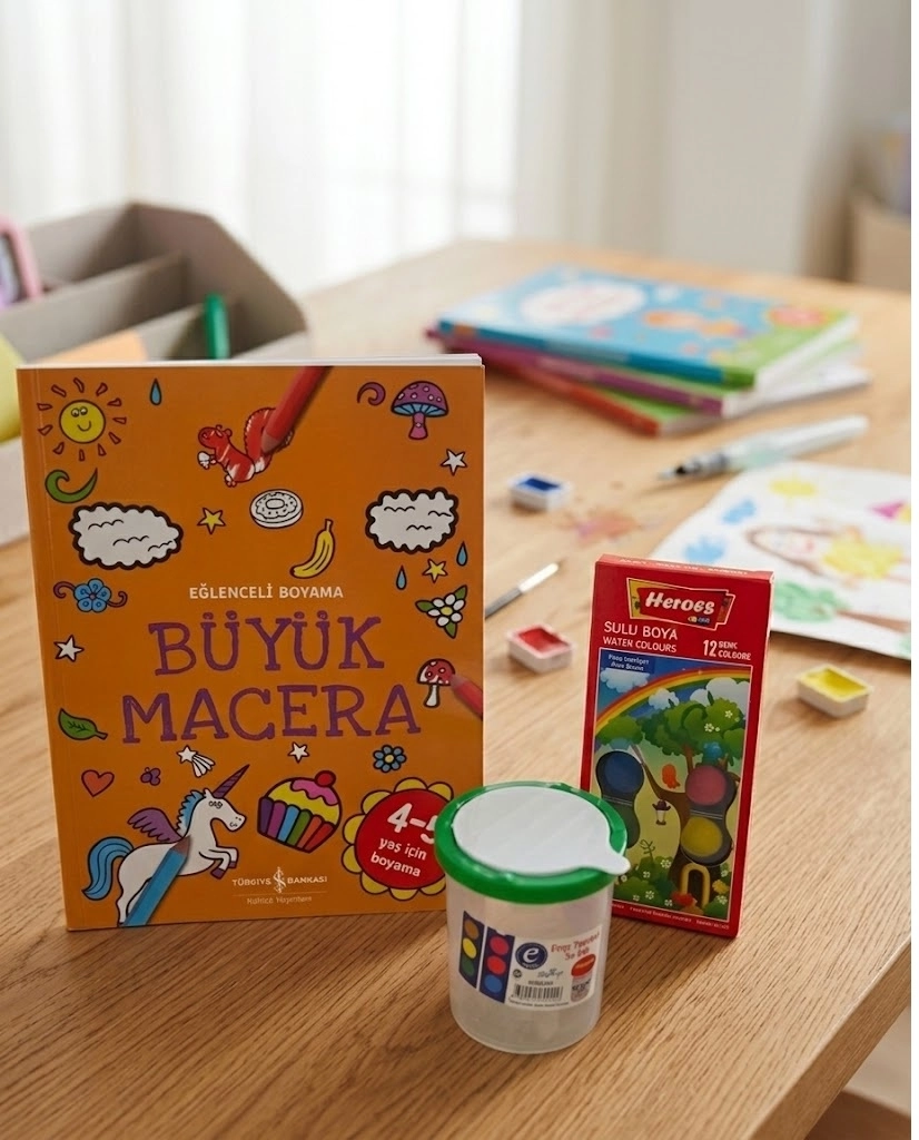 büyük macera boyama kitabı sulu boya hediyeli