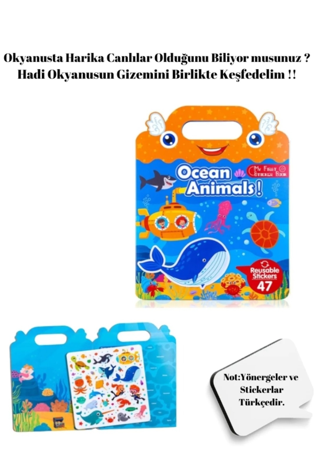 Tekrar Tekrar Kullanılabilen  İlk Sticker Kitabım OCEAN ANIMALS - Okyanus Hayvanları