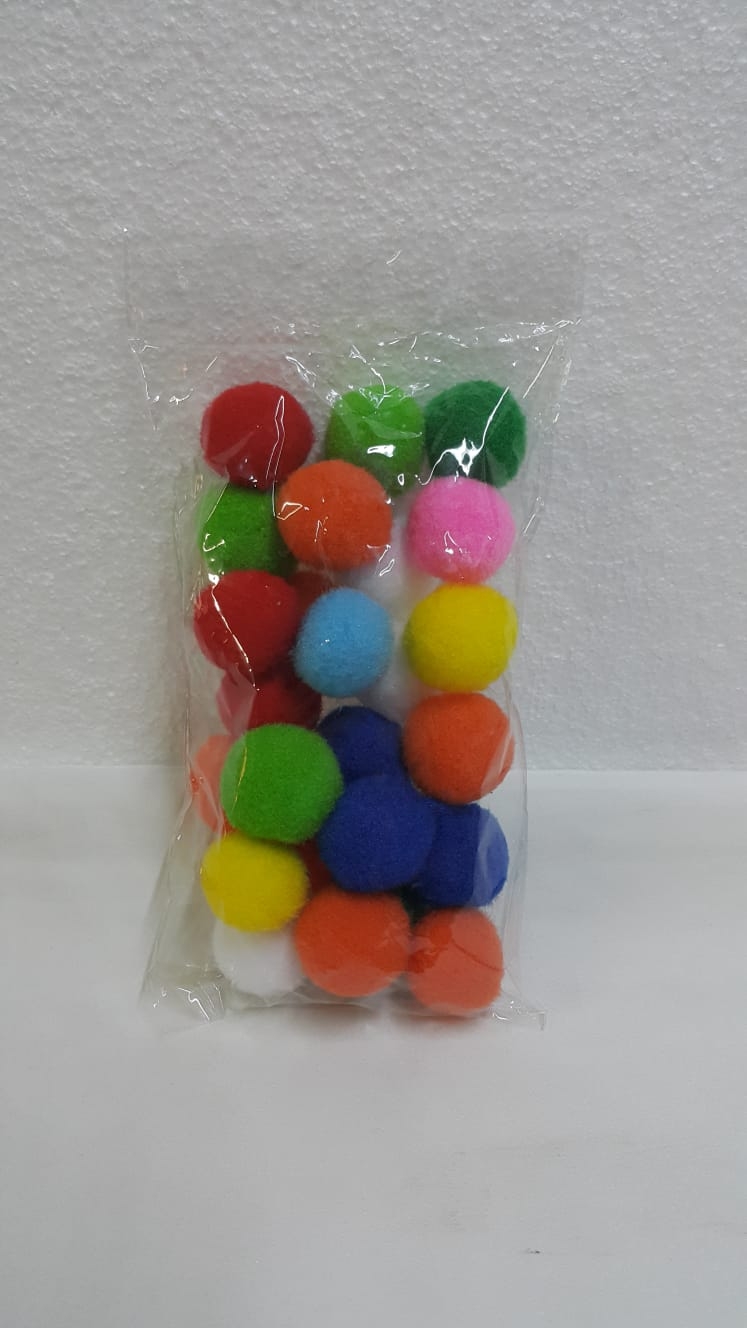 Karışık Renkli Yumuşak Ponpon 3 cm 25 Adet
