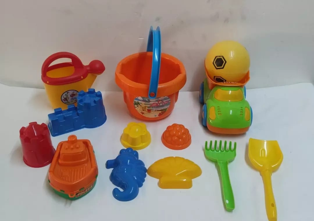 Büyük Kova Kum Kalıpları Kürek Tırmık Top Plaj Oyuncak Seti