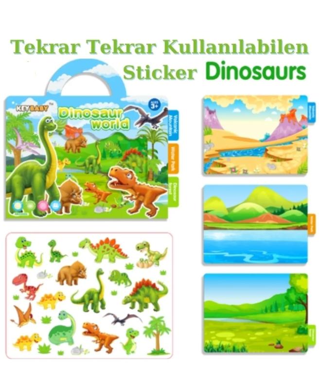 Tekrar Tekrar Kullanılabilen Sticker Seti -DINOSAUR WORLD