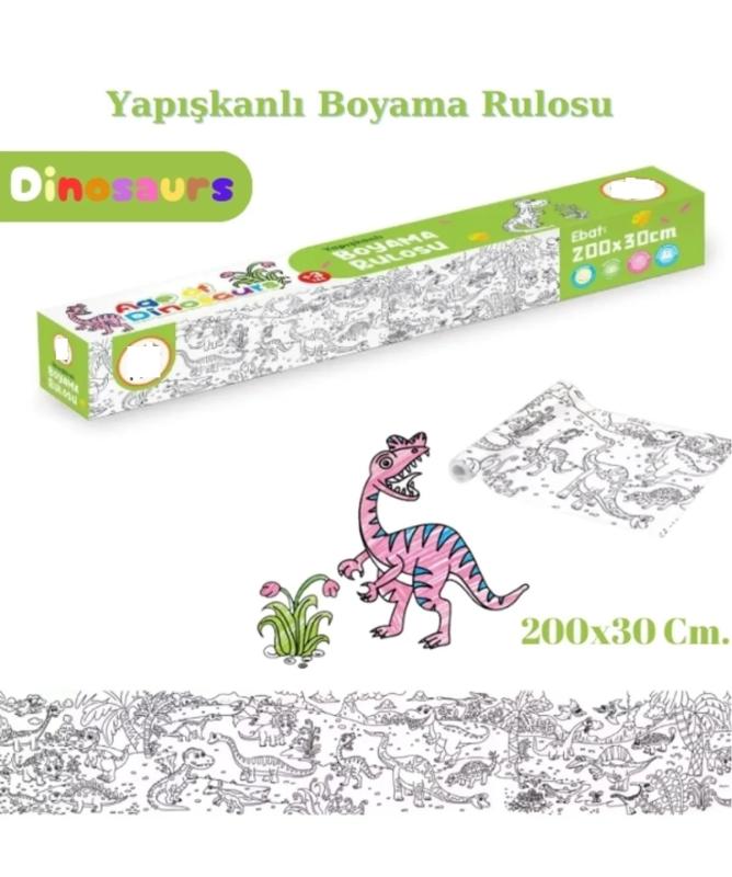 Yapışkanlı Rulo Resim Boyama Kağıdı AGE OF DINOSAURS 200 x 30 cm