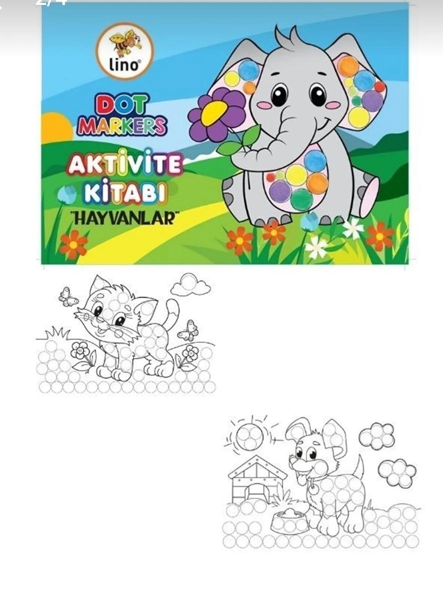 Dot Markers 3’lü Yıkanabilir Kalem ve Boya Kitabı Hayvan