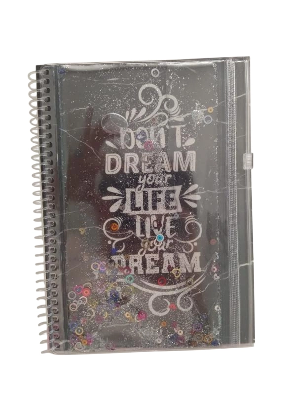 A5 Boy Simli Ve Sulu Şeffaf Kalemlikli Defter 