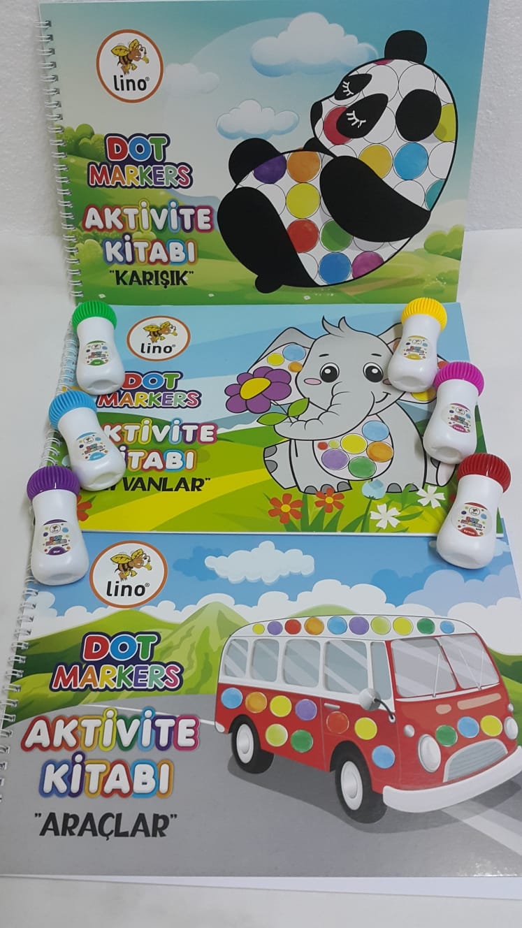 Mini Dot Markers 6’lı Yıkanabilir Kalem ve 3’lü  Boya Kitabı