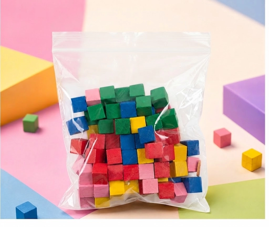 Renkli  Ahşap Bloklar - 100 Adet 10x10 mm