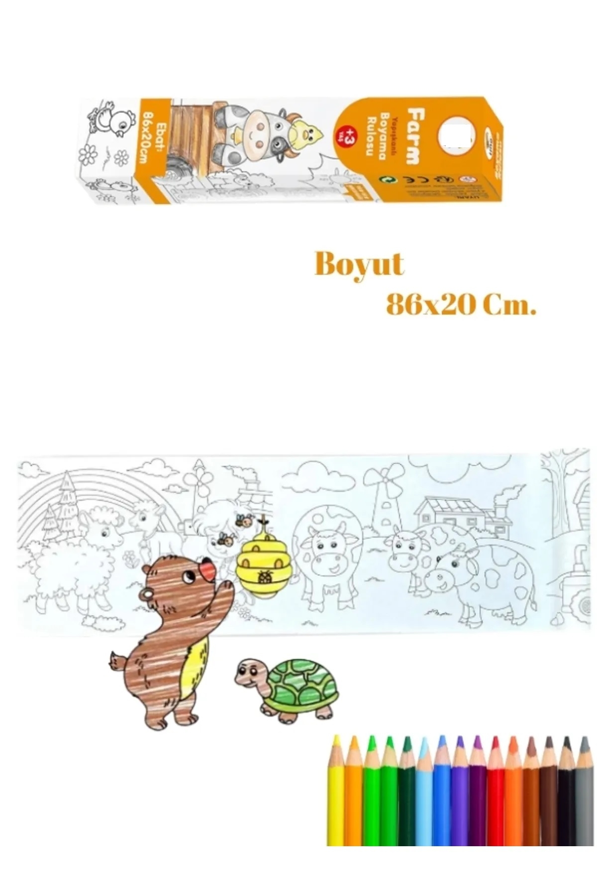Yapışkanlı Rulo Resim Boyama Kağıdı fARM  86 x 20 cm