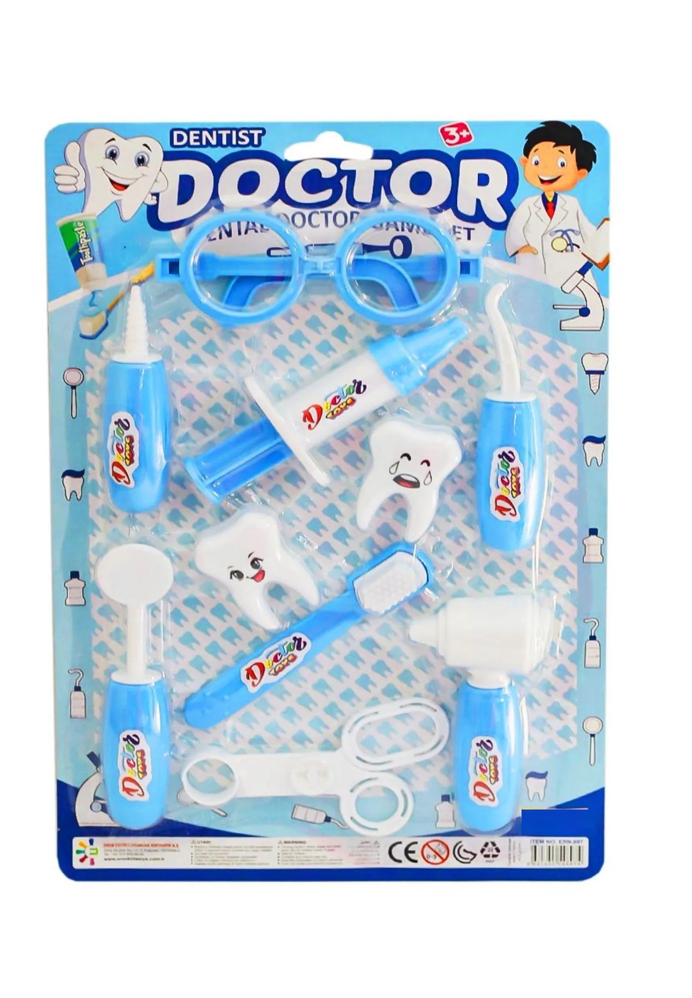Kartelalı Oyuncak Doktor Dişçi Seti - Mavi