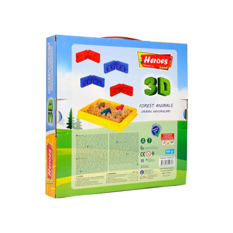 Küçük Havuzlu 3D Boyutlu Orman Hayvanları  Kalıplı 500 Gr Kinetik Kum Seti
