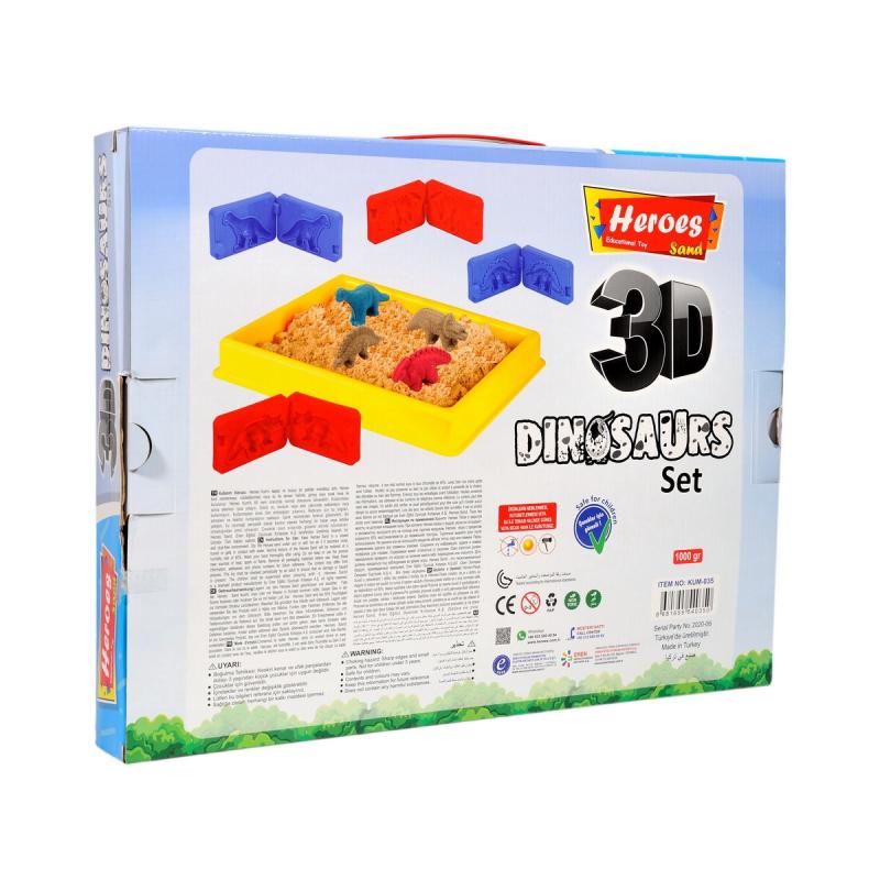 Küçük Havuzlu 3D Boyutlu Dinozor  Kalıplı 500 Gr Kinetik Kum Seti