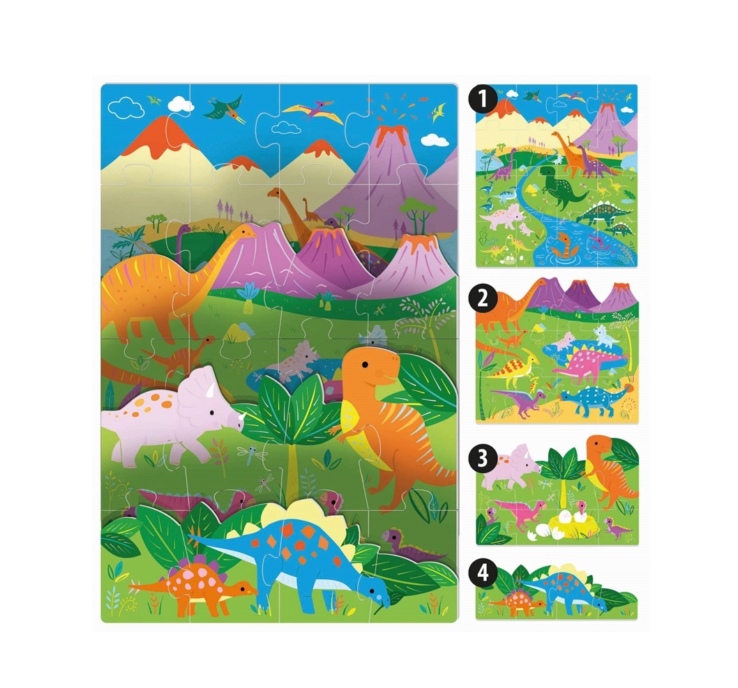 HEADU Playrama Puzzle Dınosaurs (3-6 YAŞ)  { Dinozor Temalı Puzzle)