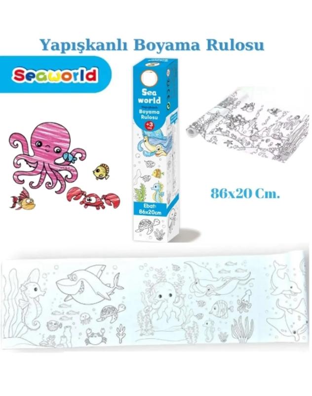 Yapışkanlı Rulo Resim Boyama Kağıdı SEA WORLD  86 x 20 cm