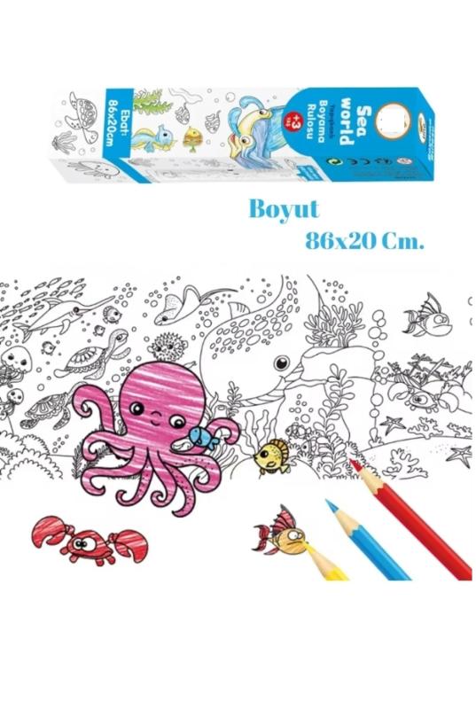 Yapışkanlı Rulo Resim Boyama Kağıdı SEA WORLD  86 x 20 cm