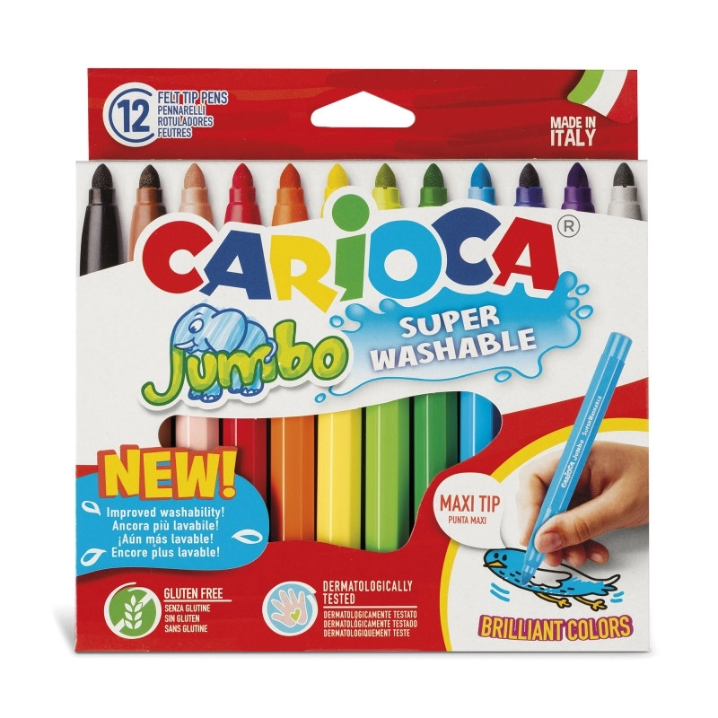 Carioca Jumbo Süper Yıkanabilir Keçeli Boya Kalemi 12’li