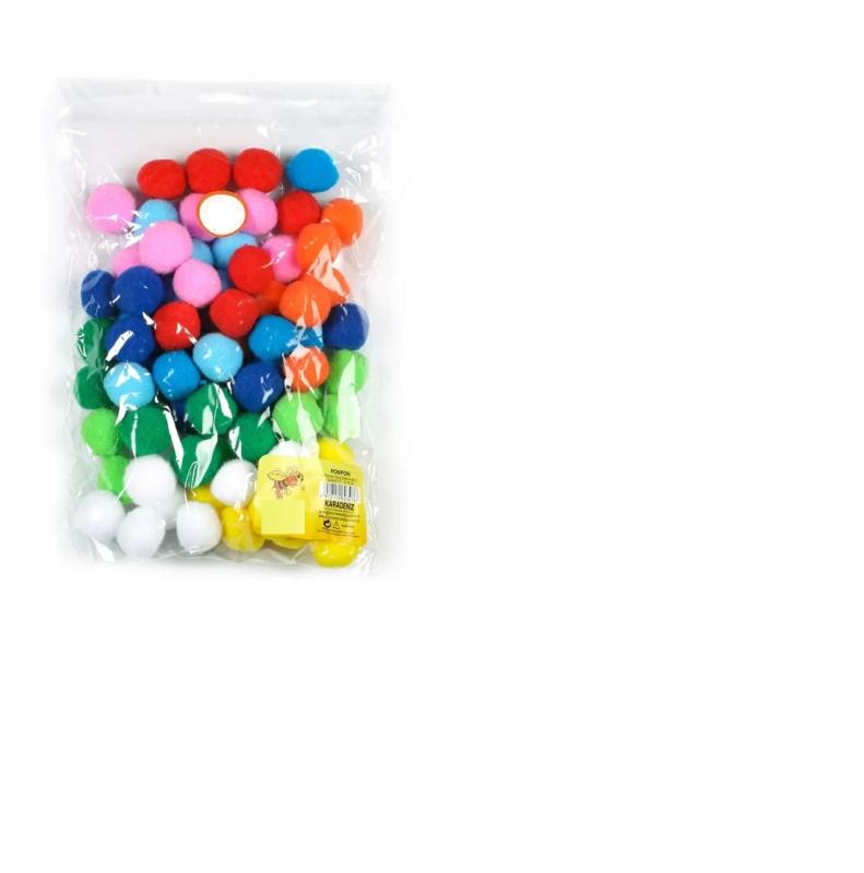 Karışık Renkli Yumuşak Ponpon 3 cm 75 Adet